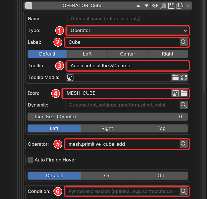 Button settings