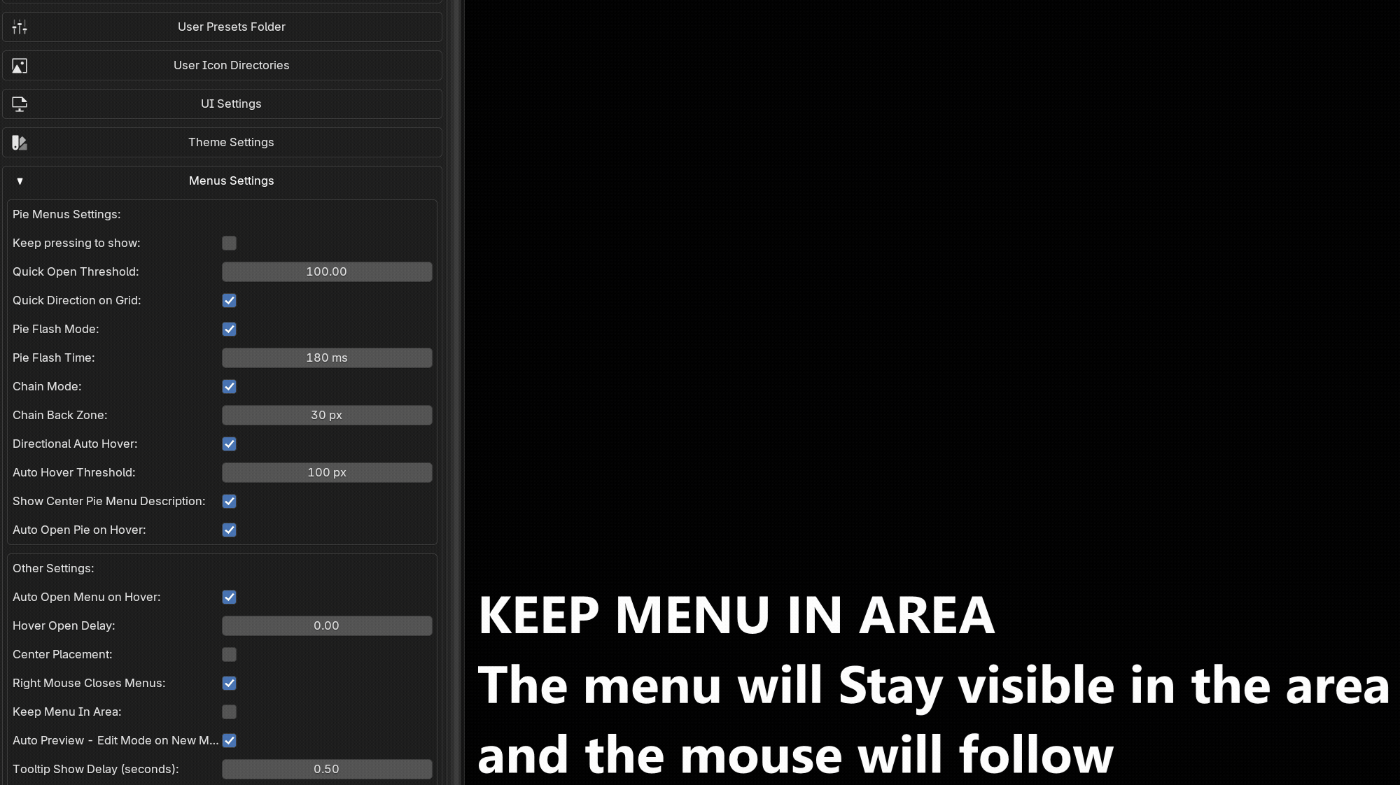 Keep Menu In Area